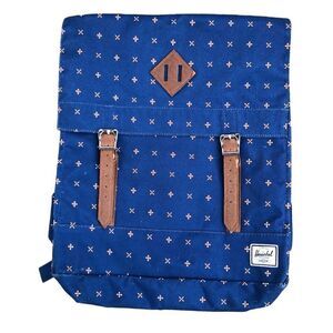Blue & Brown Leather Strap Hershel Backpack